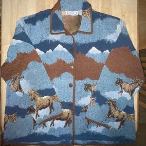Sara studio women’s plus 2x tapestry western horse jacket